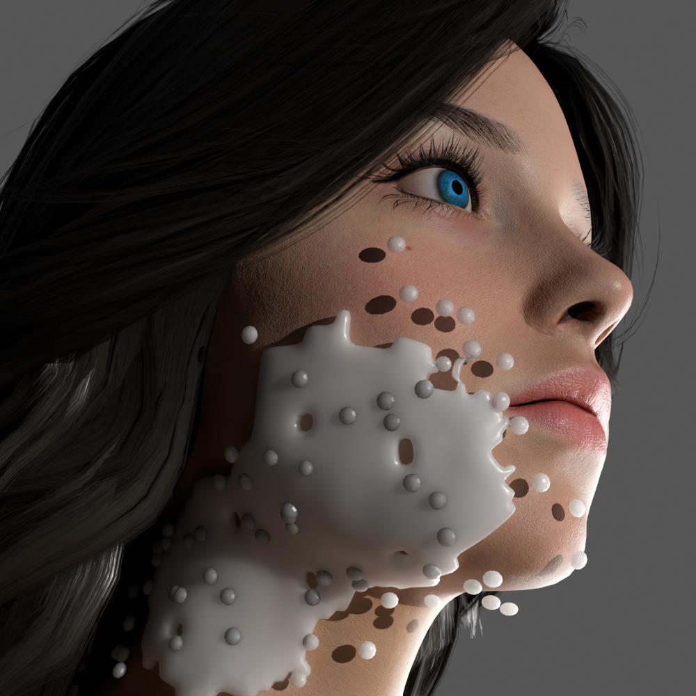 A localized foam patch with fine bubbles